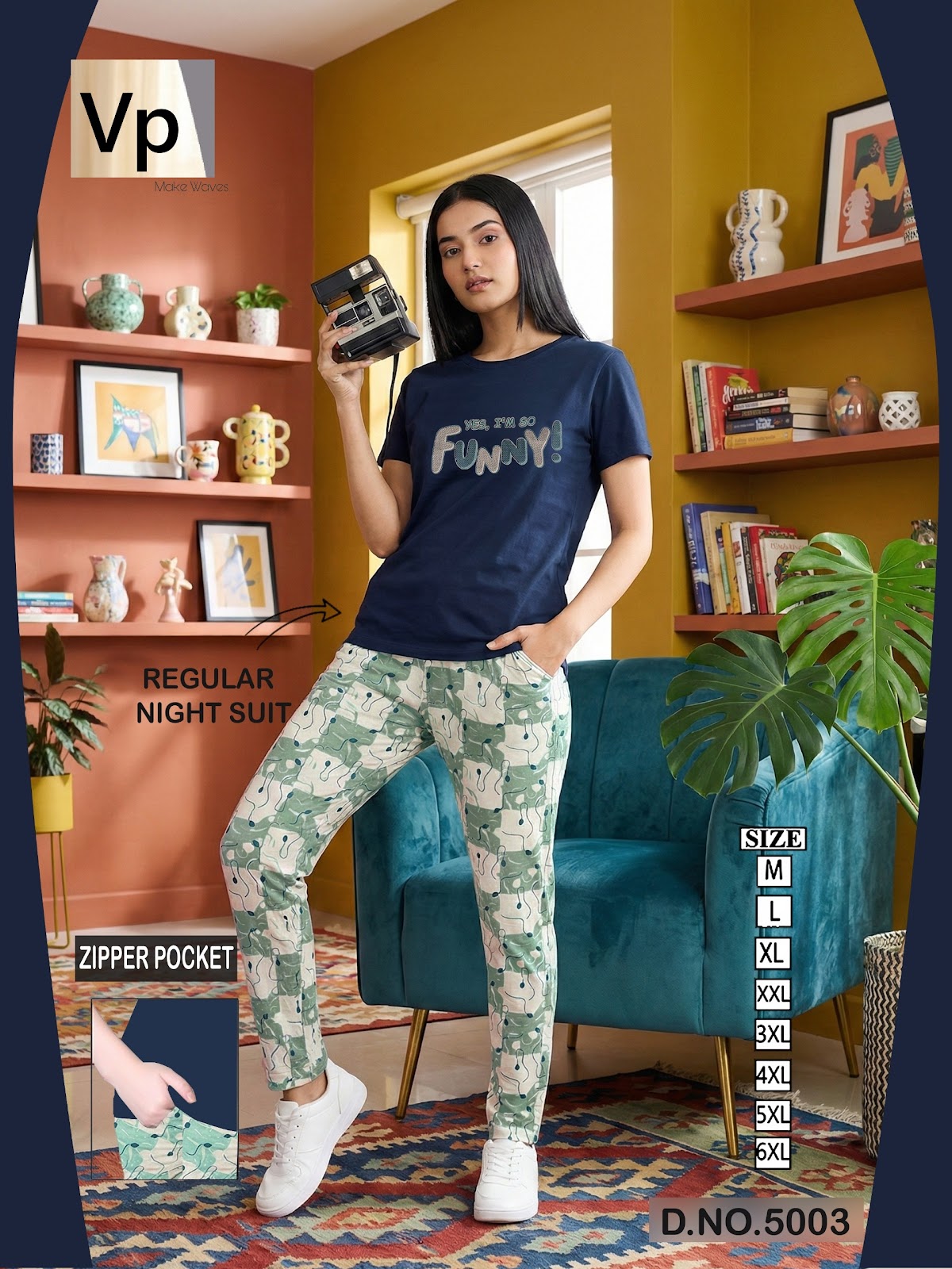 Design 5003 0503 Vp Hosiery Cotton Pyjama Night Suits Wholesale