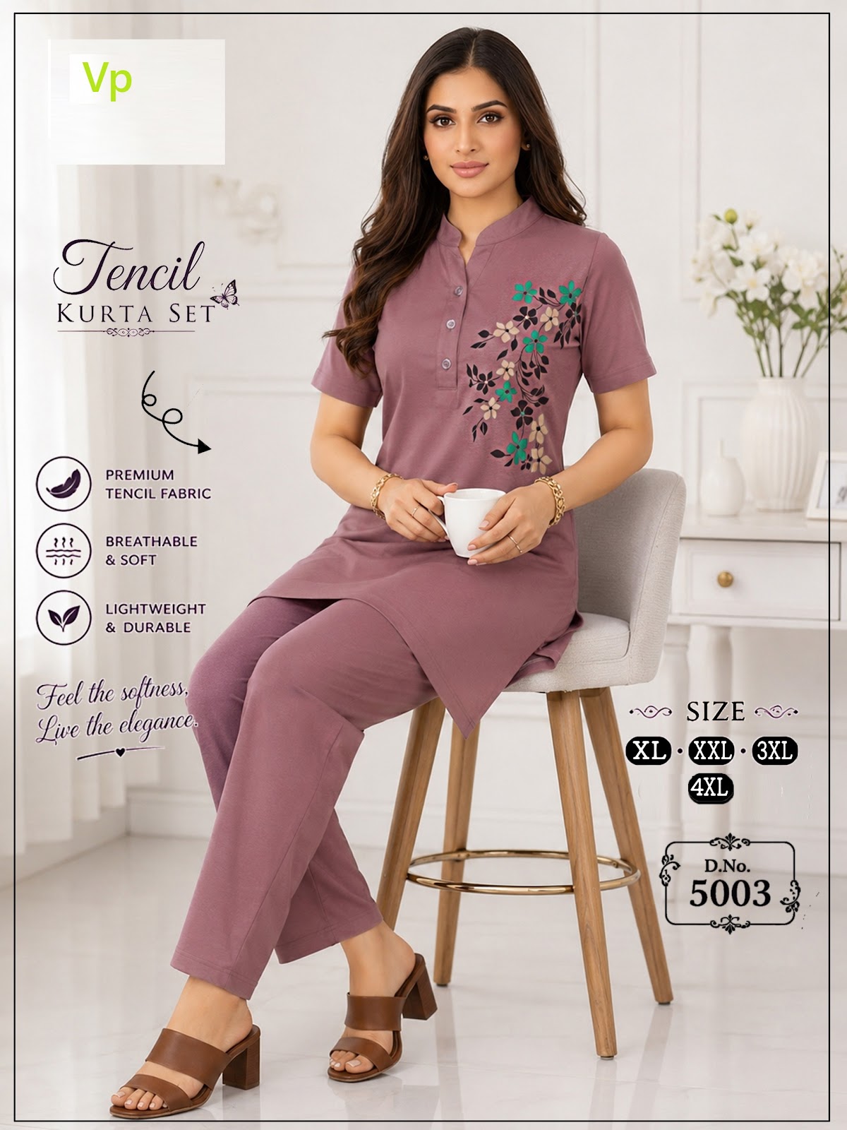 Design 5003 Vp Tencil Kurta Night Suits Supplier Ahmedabad