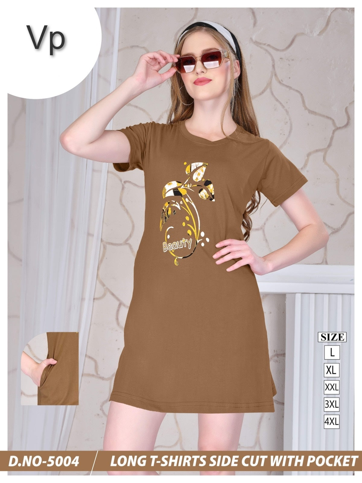 Design 5004 Vp Biowash Women Long Tshirt Wholesale