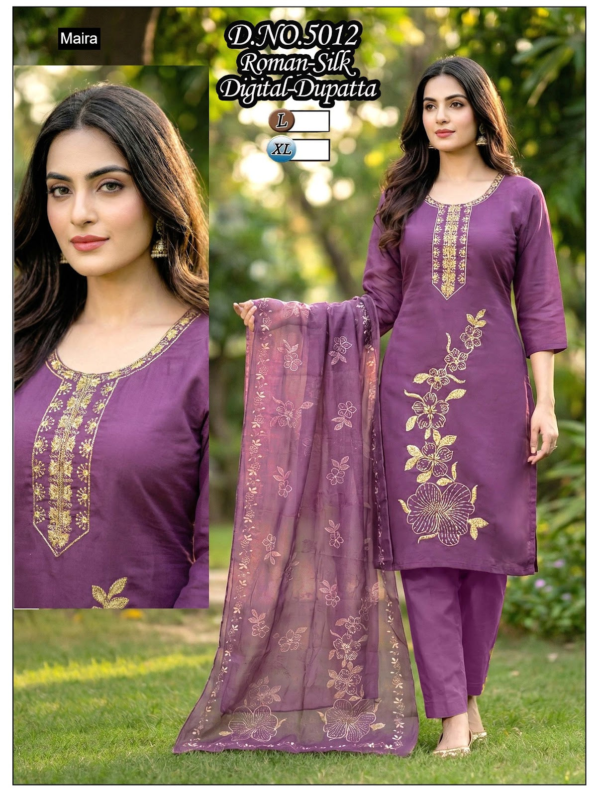 Design 5007-5036 Maira Roman Silk Readymade Pant Style Suits Exporter Ahmedabad