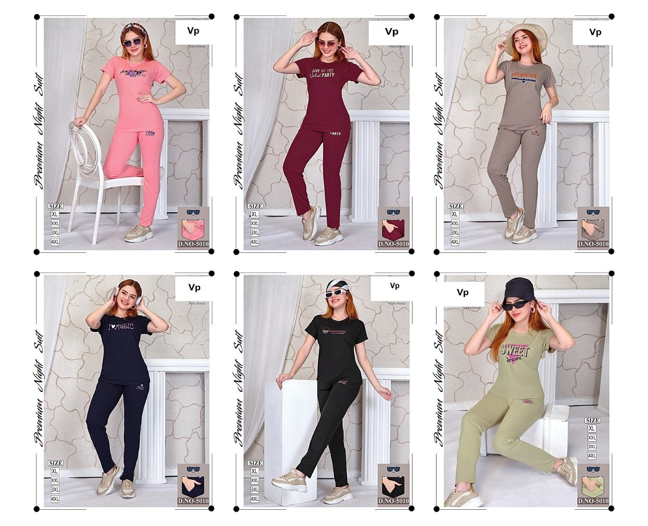 Design 5010 Vp Tencil Pyjama Night Suits Wholesale Price