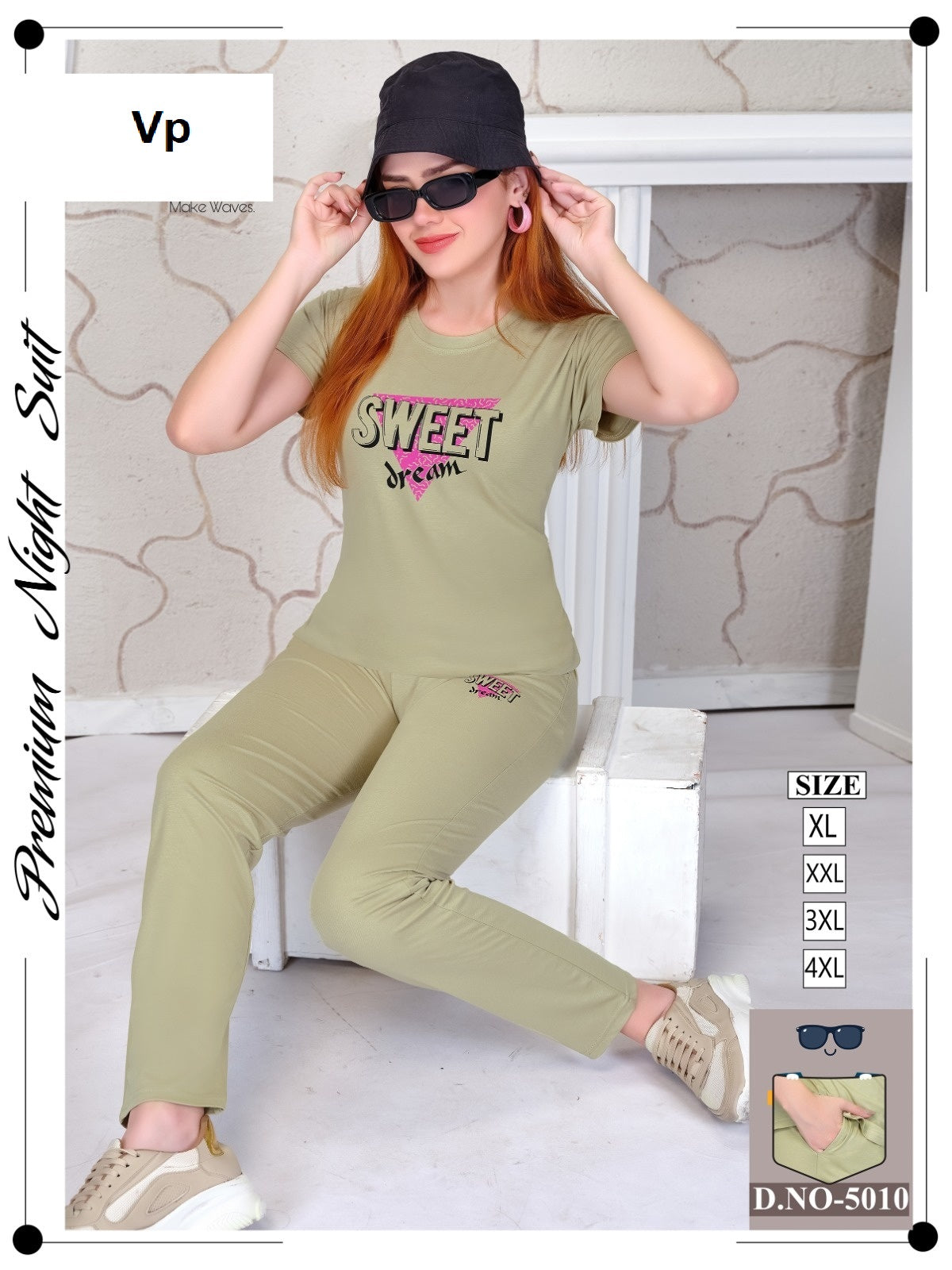 Design 5010 Vp Tencil Pyjama Night Suits Wholesale Price