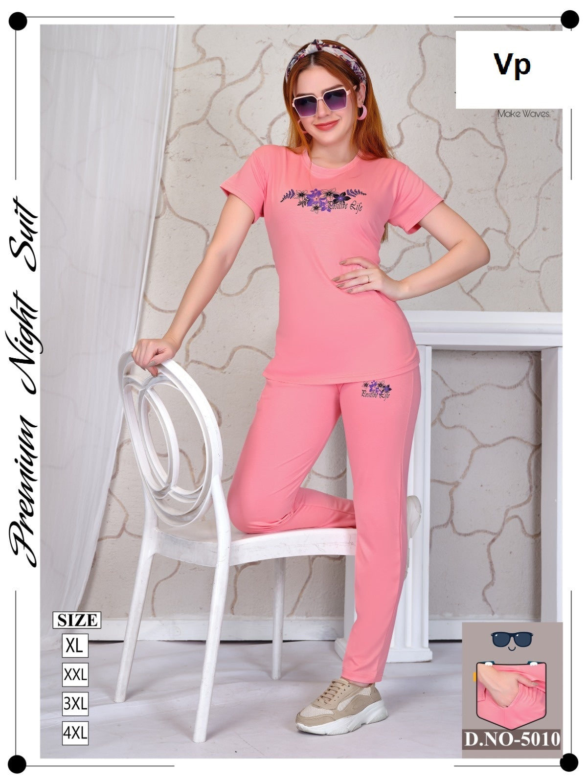 Design 5010 Vp Tencil Pyjama Night Suits Wholesale Price