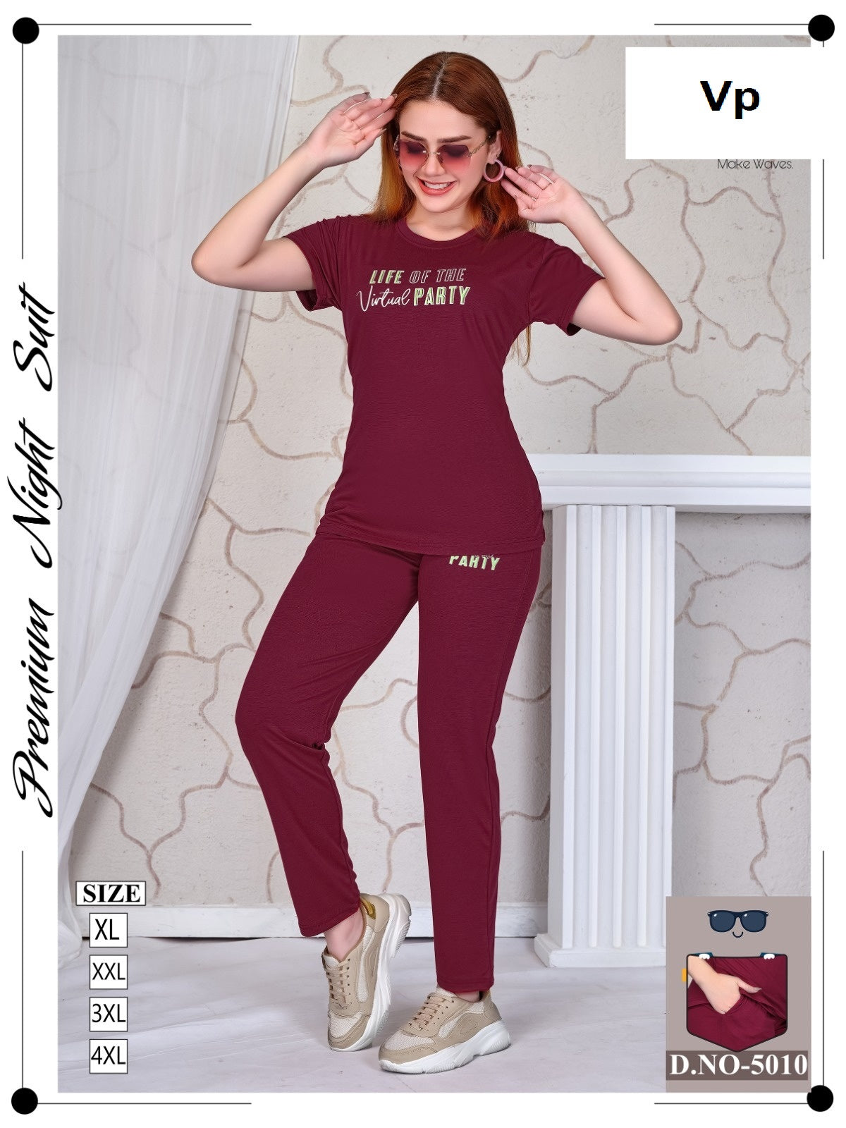 Design 5010 Vp Tencil Pyjama Night Suits Wholesale Price