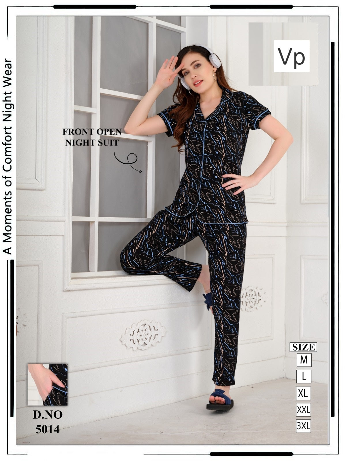 Design 5014 Vp Collar Night Suits Manufacturer