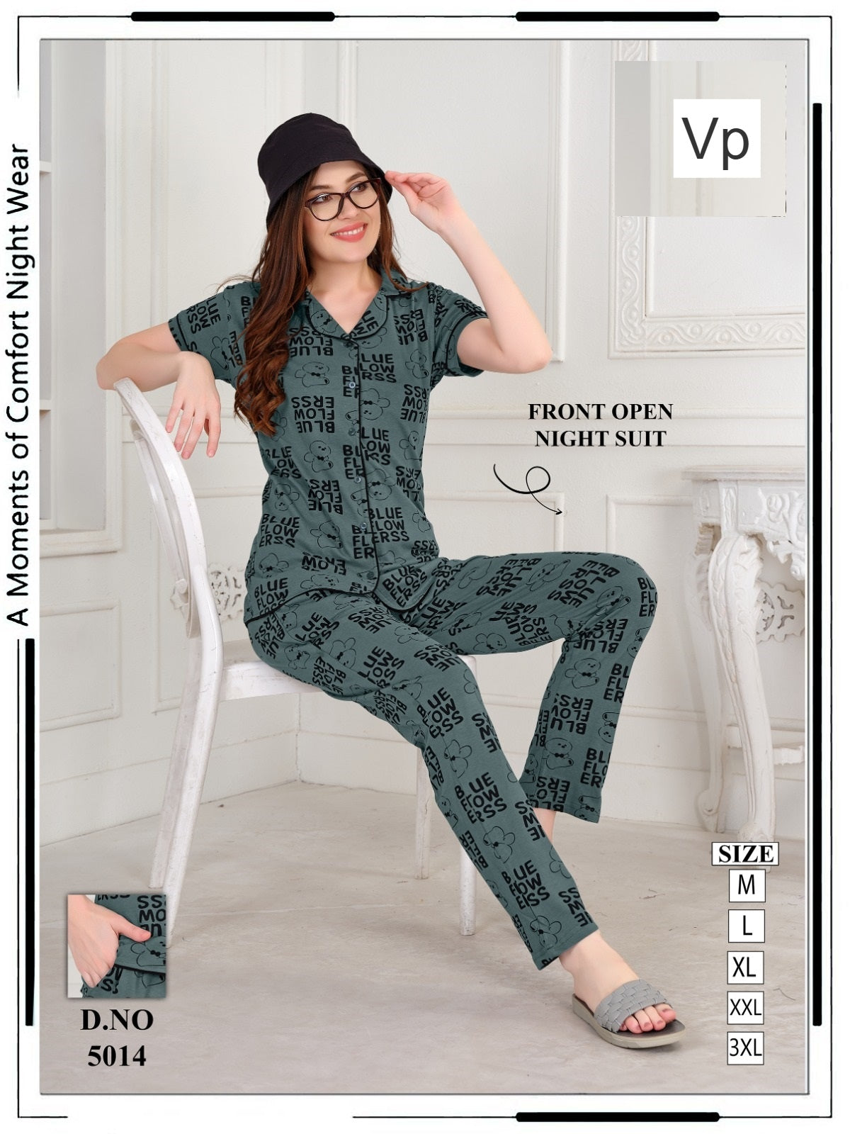 Design 5014 Vp Collar Night Suits Manufacturer