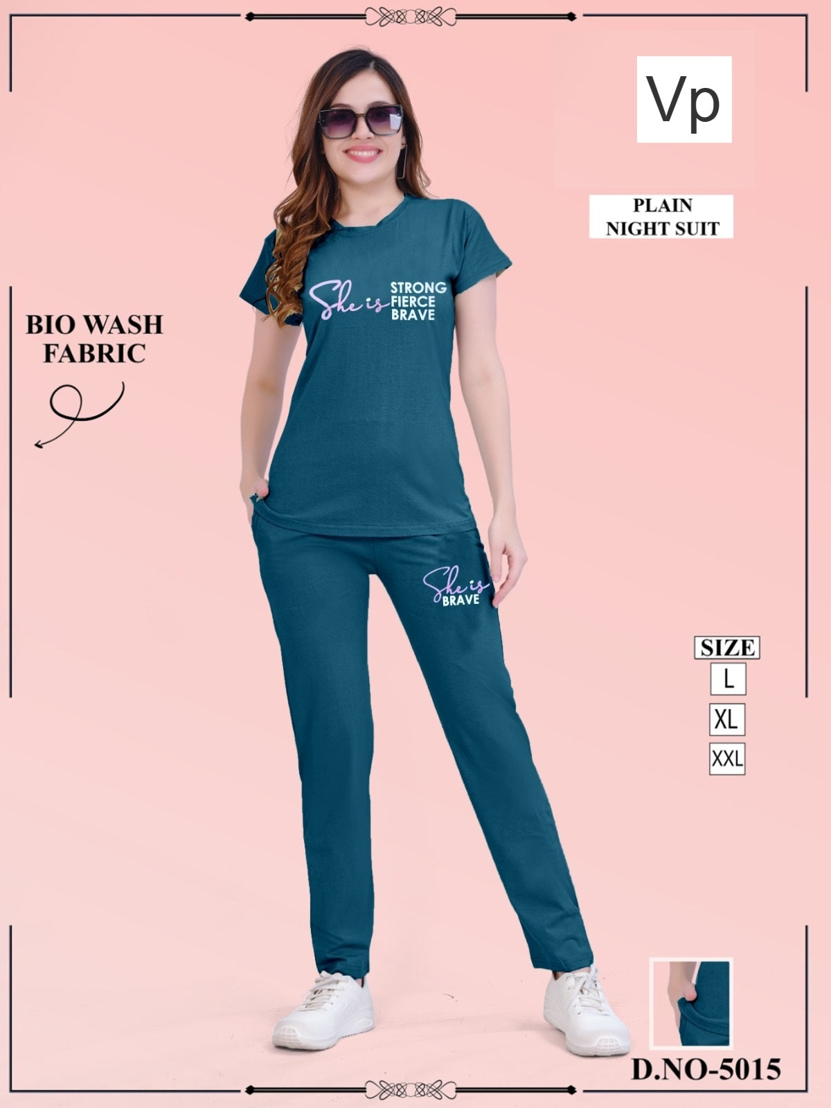 Design 5015 Vp Cotton Pyjama Night Suits Wholesale