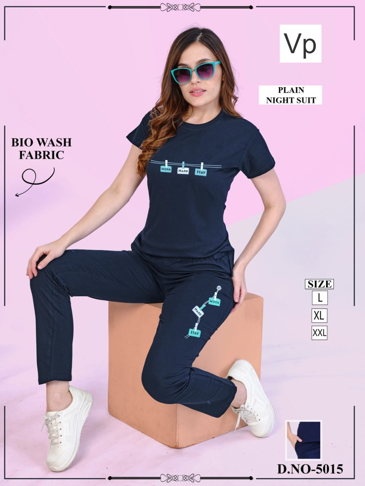 Design 5015 Vp Cotton Pyjama Night Suits Wholesale