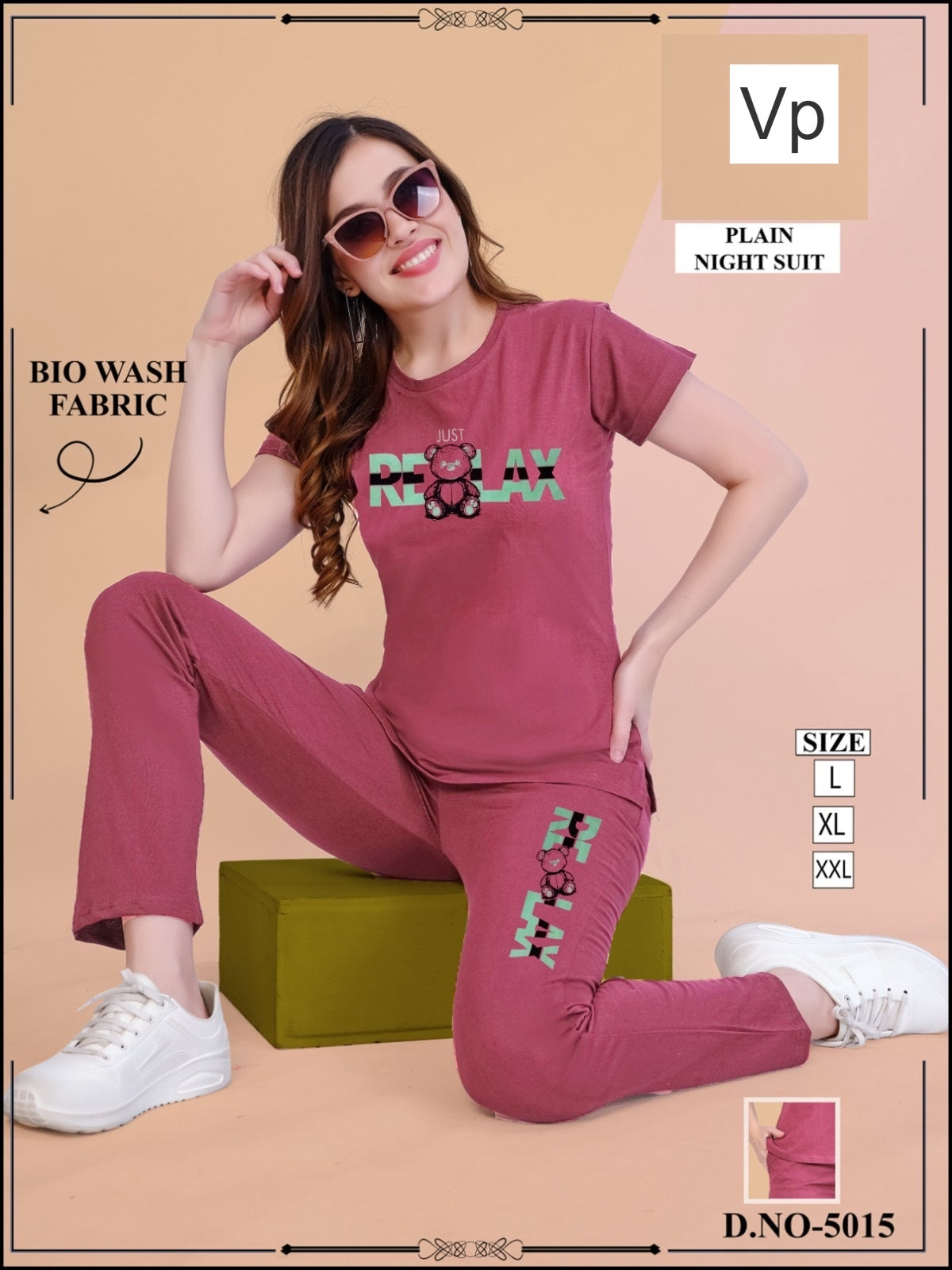 Design 5015 Vp Cotton Pyjama Night Suits Wholesale