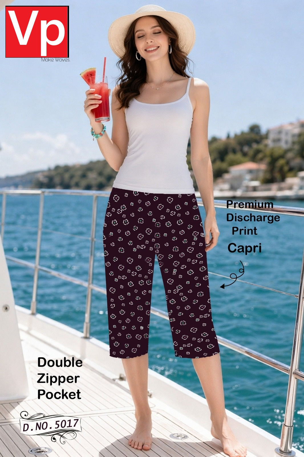 Design 5017 2005 Vp Hosiery Cotton Womens Capri Manufacturer Gujarat