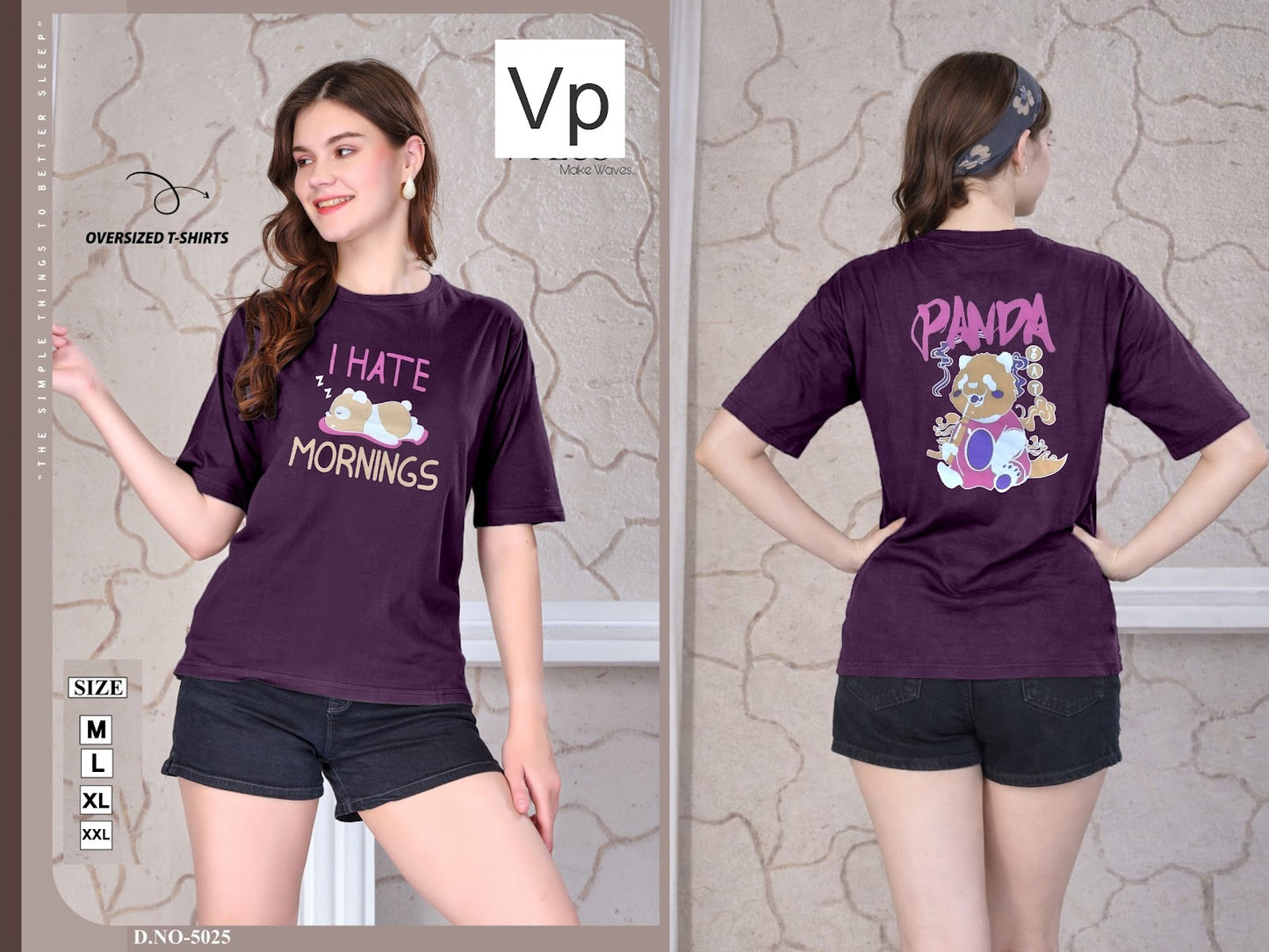 Design 5025 24Feb Vp Hosiery Women Oversized Tshirt Wholesale Rate