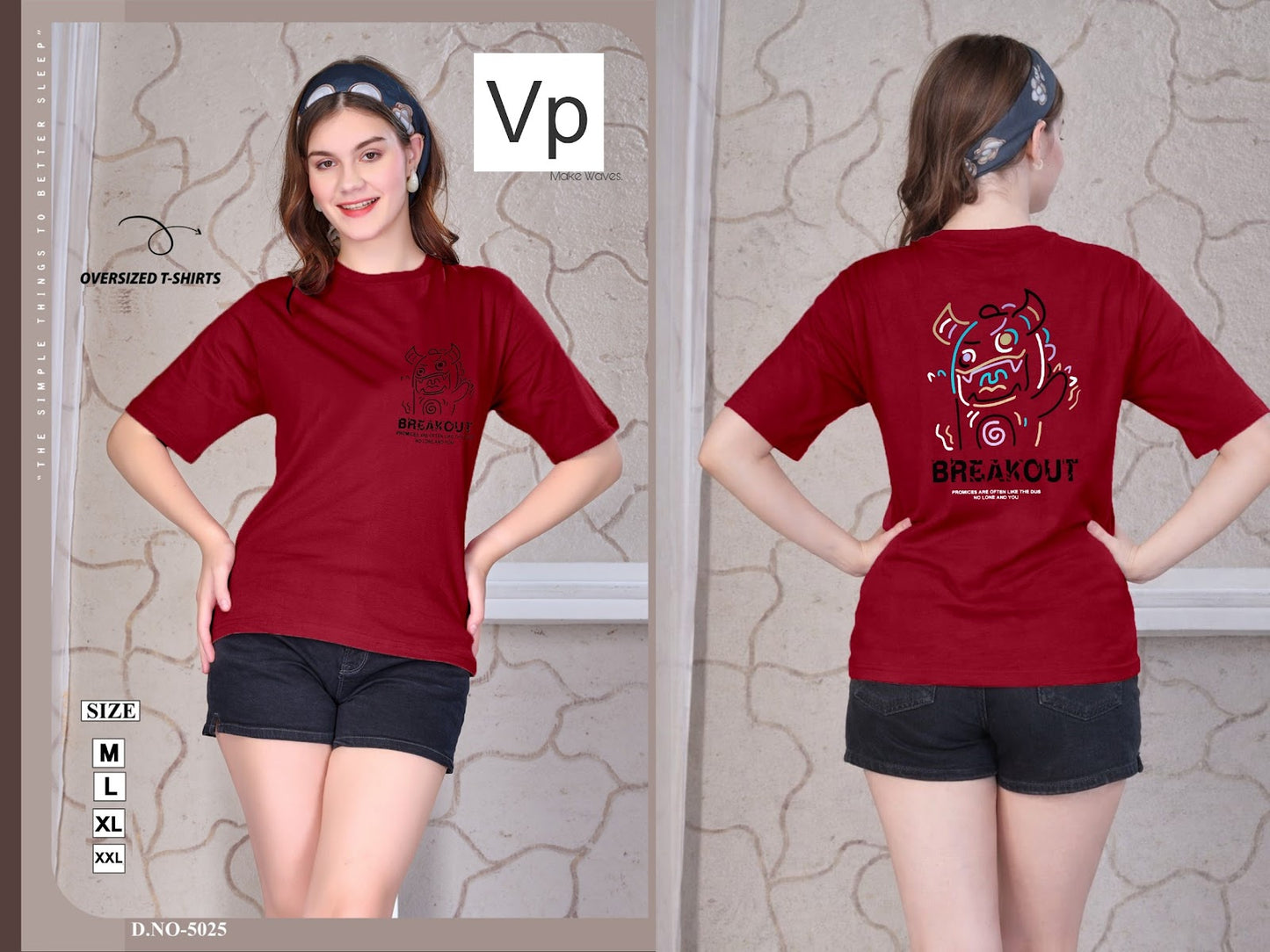 Design 5025 24Feb Vp Hosiery Women Oversized Tshirt Wholesale Rate