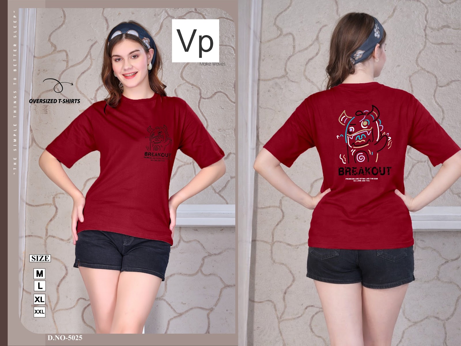 Design 5025 24Feb Vp Hosiery Women Oversized Tshirt Wholesale Rate