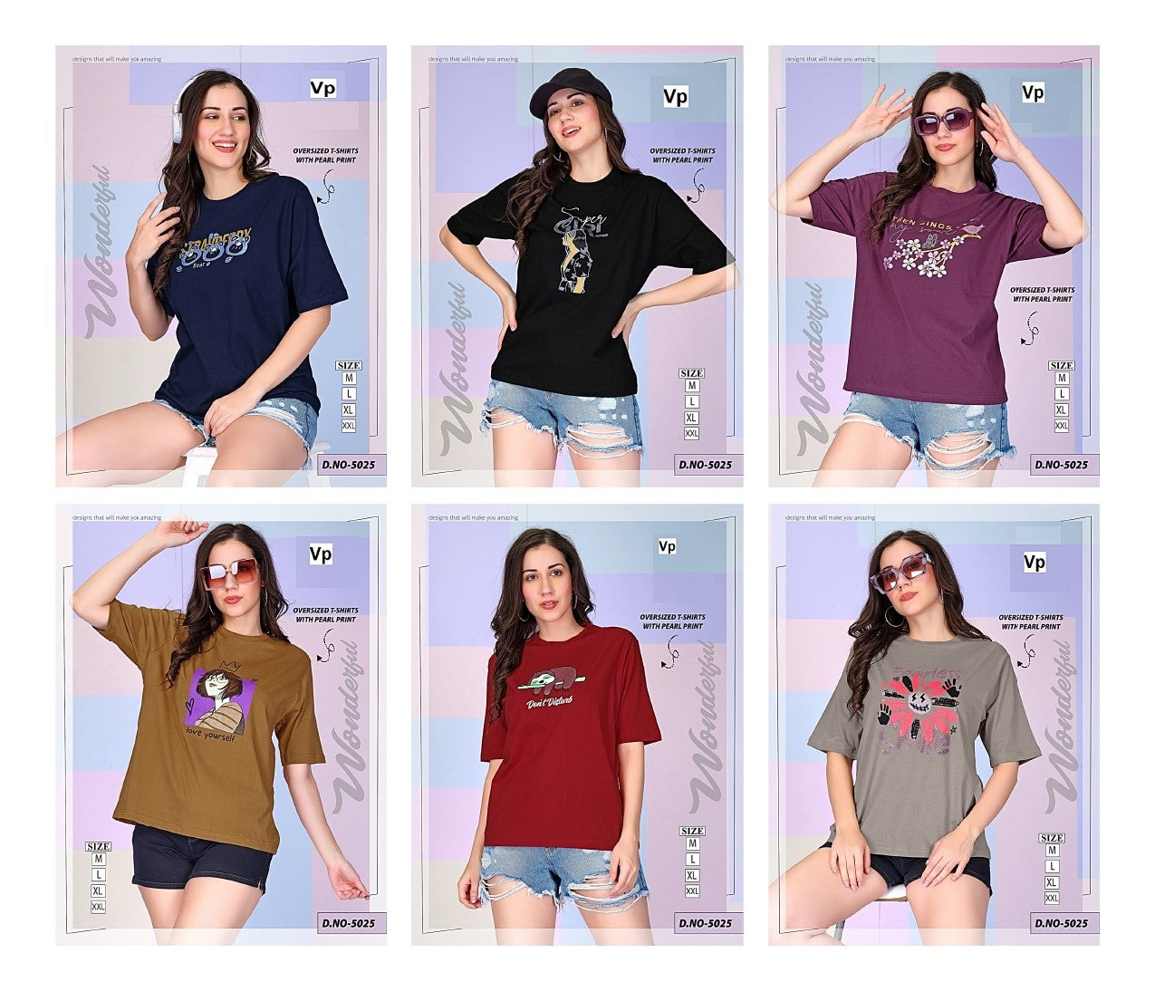 Design 5025 Vp Cotton Women Oversized Tshirt Wholesale