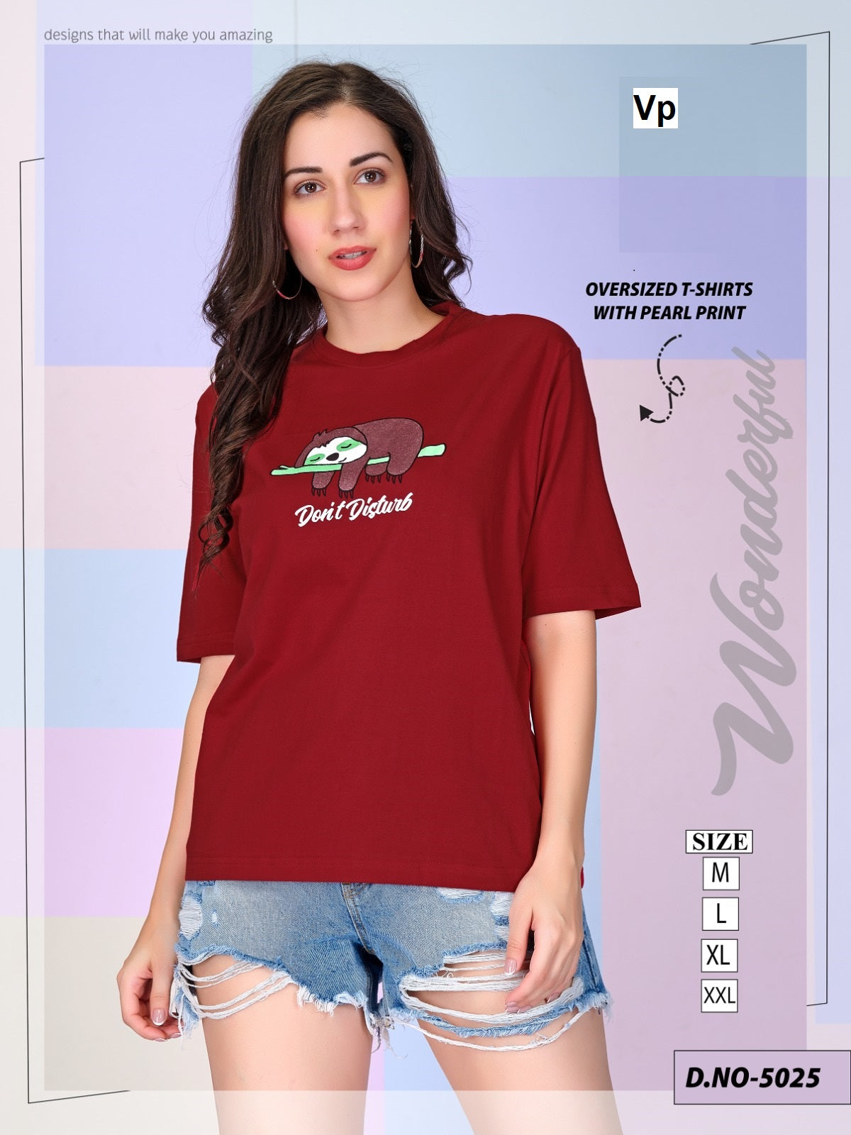 Design 5025 Vp Cotton Women Oversized Tshirt Wholesale