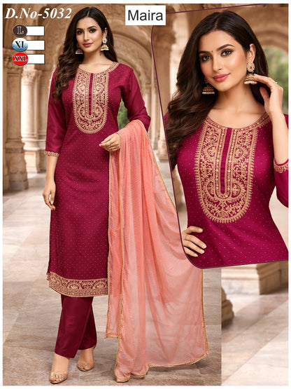 Design 5030-5033 Maira Roman Readymade Pant Style Suits Wholesaler Gujarat