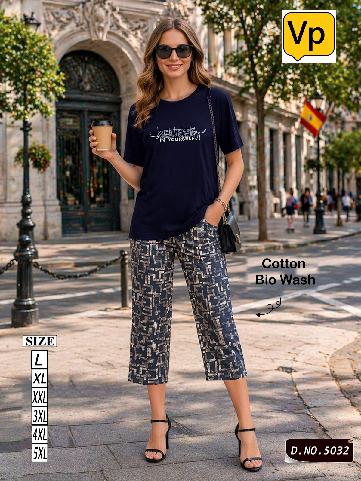 Design 5032 Vp Cotton Biowashed Capri Night Suits Exporter Gujarat