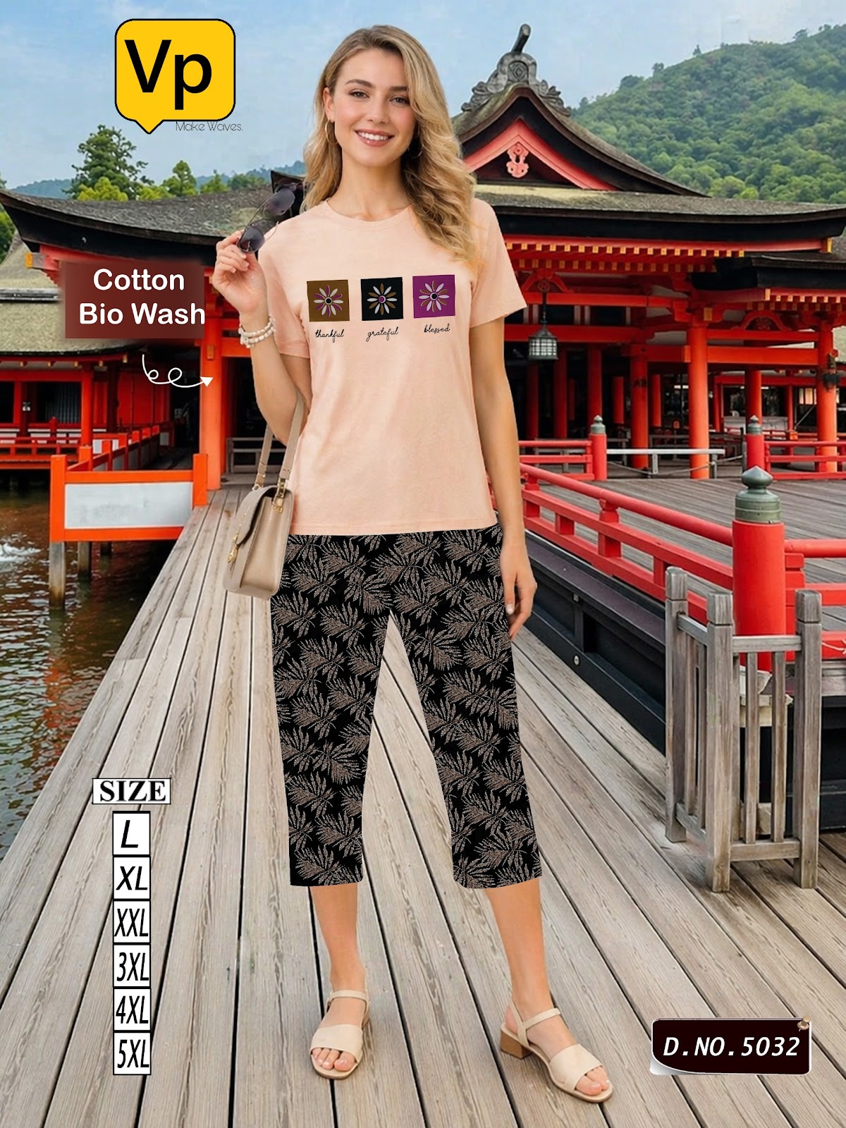 Design 5032 Vp Cotton Biowashed Capri Night Suits Exporter Gujarat