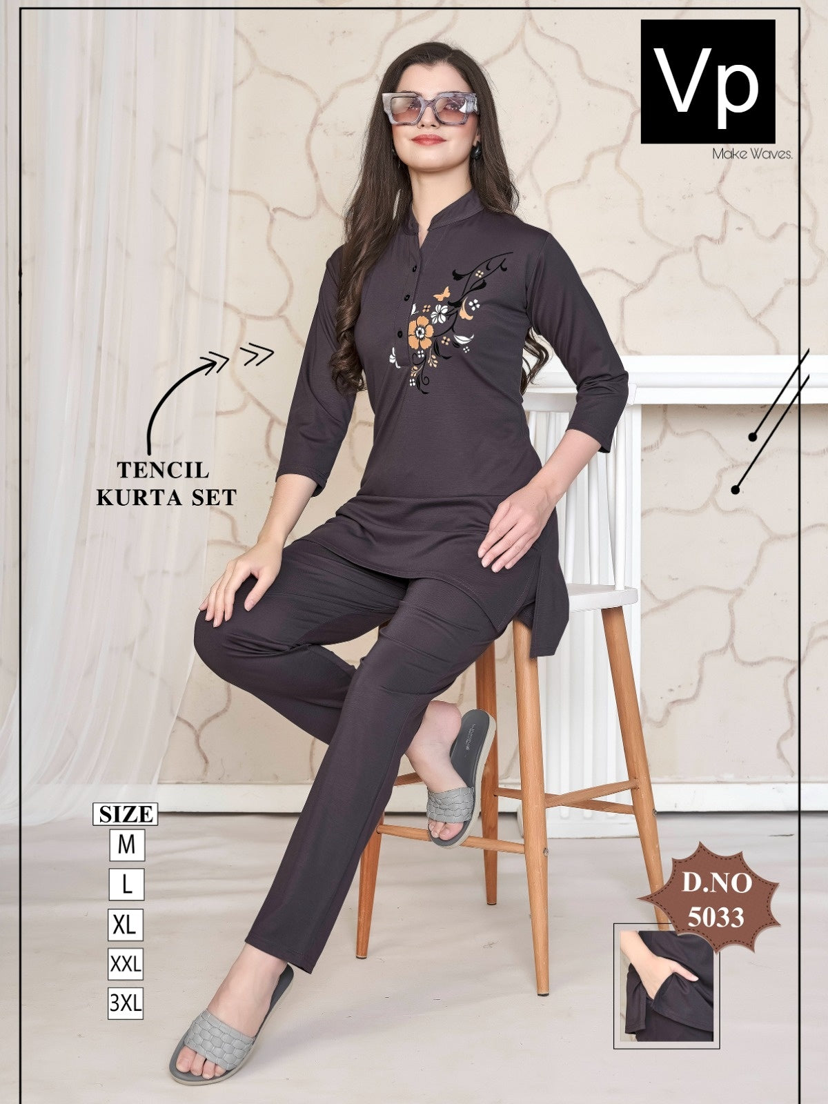 Design 5033 111125 Vp Tencil Kurta Night Suits Exporter