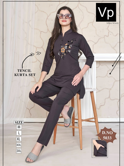 Design 5033 111125 Vp Tencil Kurta Night Suits Exporter