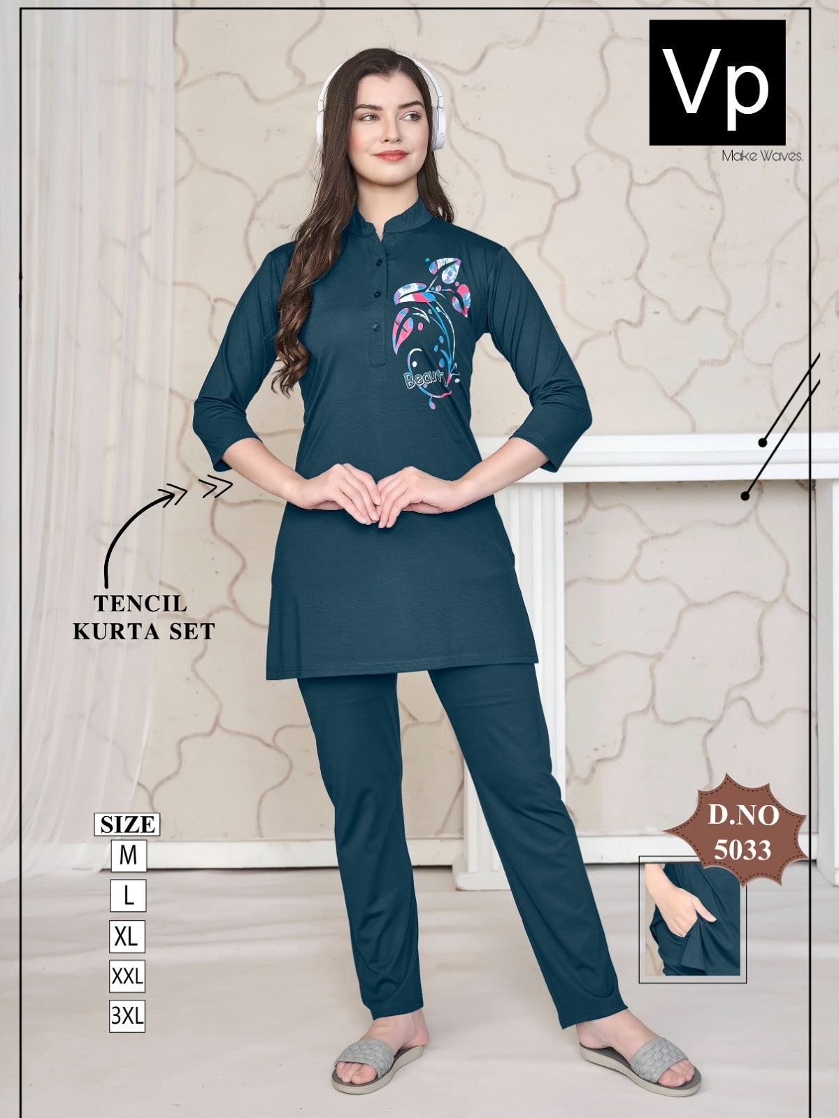 Design 5033 111125 Vp Tencil Kurta Night Suits Exporter