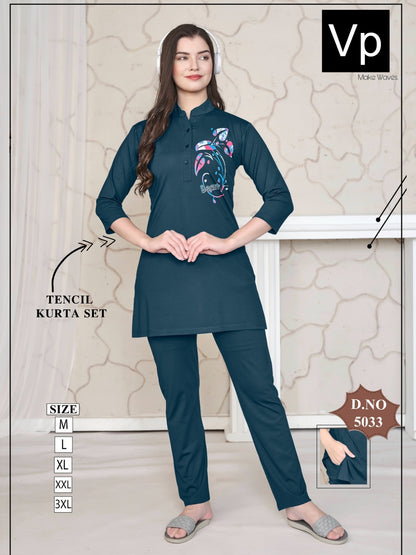 Design 5033 111125 Vp Tencil Kurta Night Suits Exporter