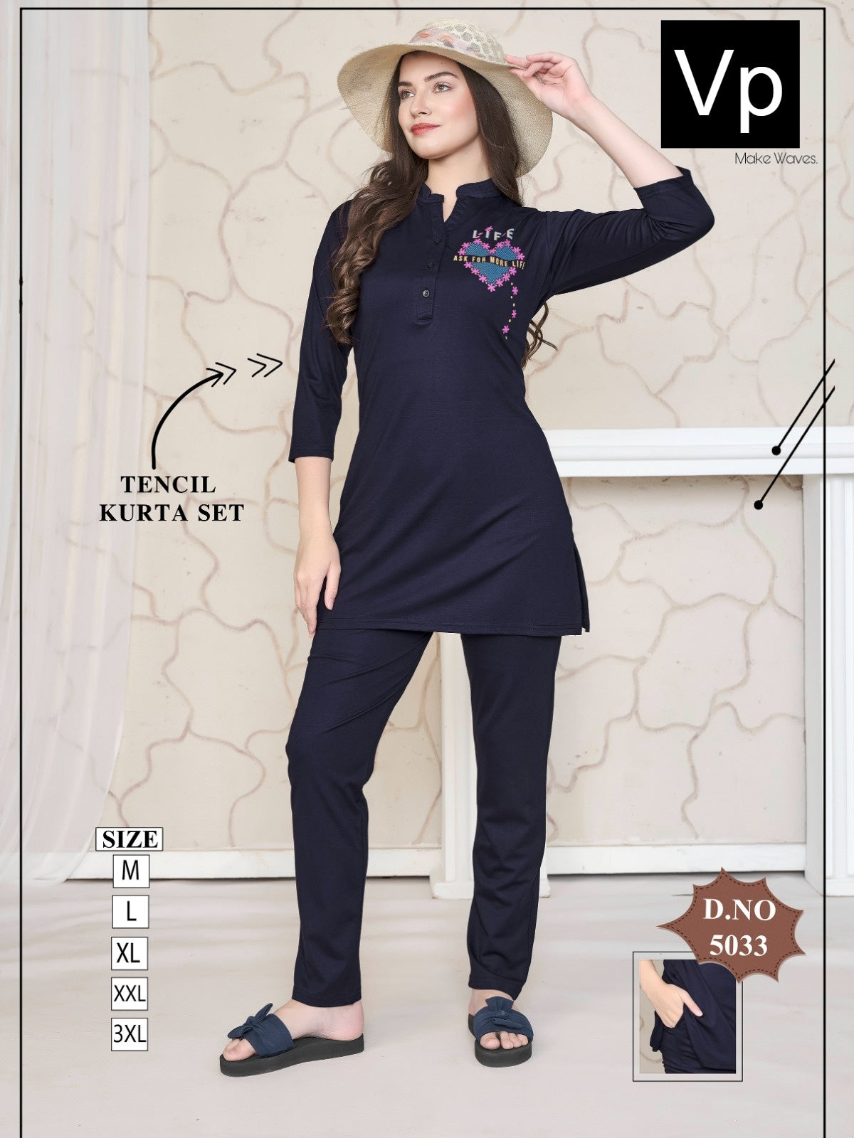 Design 5033 111125 Vp Tencil Kurta Night Suits Exporter