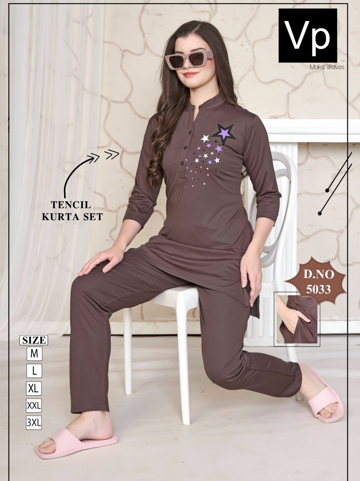 Design 5033 111125 Vp Tencil Kurta Night Suits Exporter