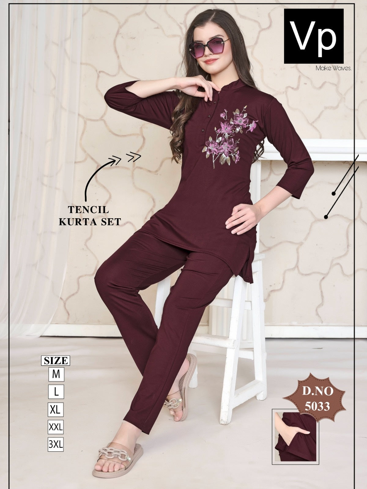 Design 5033 111125 Vp Tencil Kurta Night Suits Exporter
