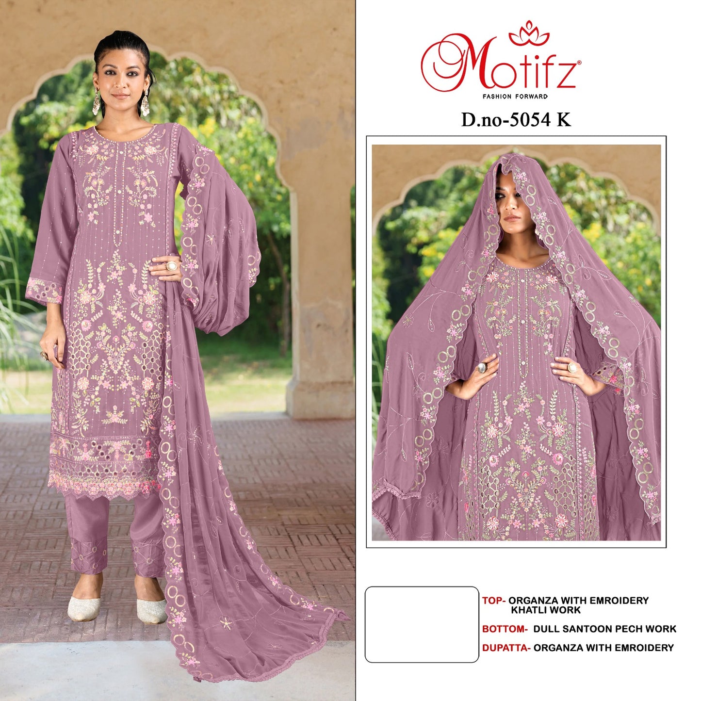 Design 5054 Motifz Organza Pakistani Salwar Suits Manufacturer India