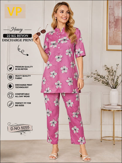 Design 5055 Kurta Style Vp Rayon 22Kg Co Ord Set Wholesaler Ahmedabad