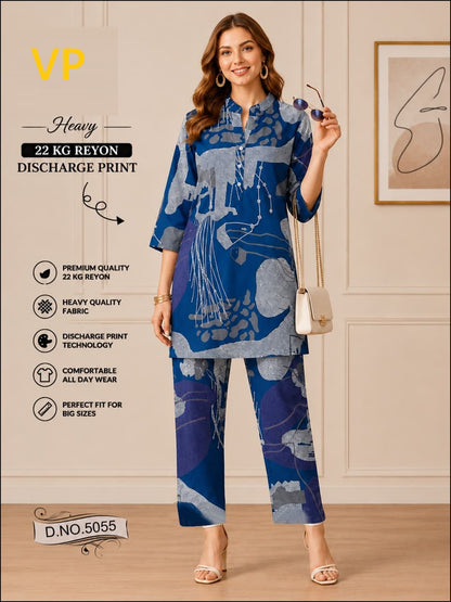 Design 5055 Kurta Style Vp Rayon 22Kg Co Ord Set Wholesaler Ahmedabad