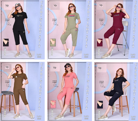 Design 5055 Vp Tencil Capri Night Suits Manufacturer India