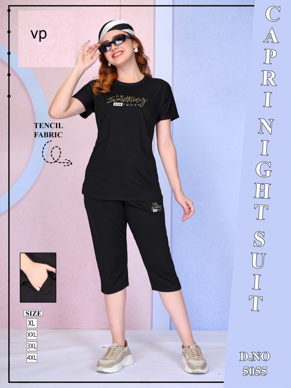 Design 5055 Vp Tencil Capri Night Suits Manufacturer India