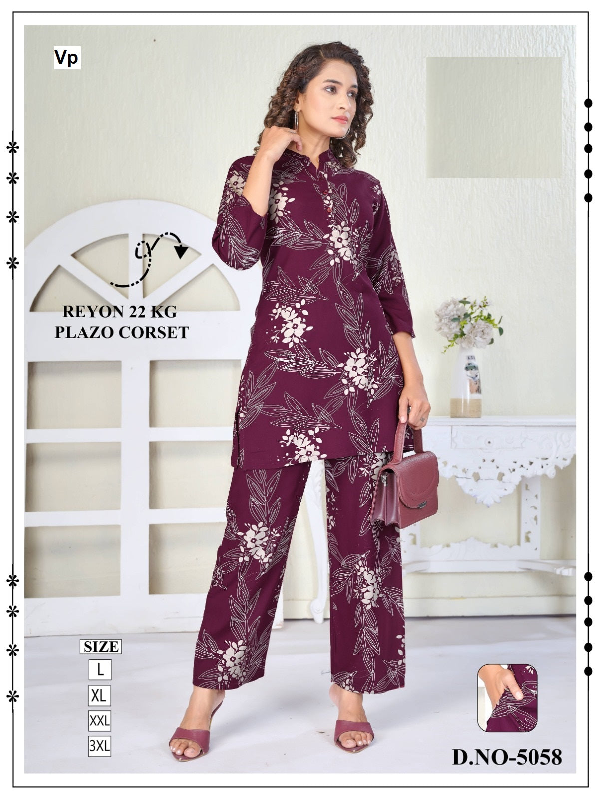 Design 5058 Chart 1 Vp Rayon 22Kg Co Ord Set Supplier