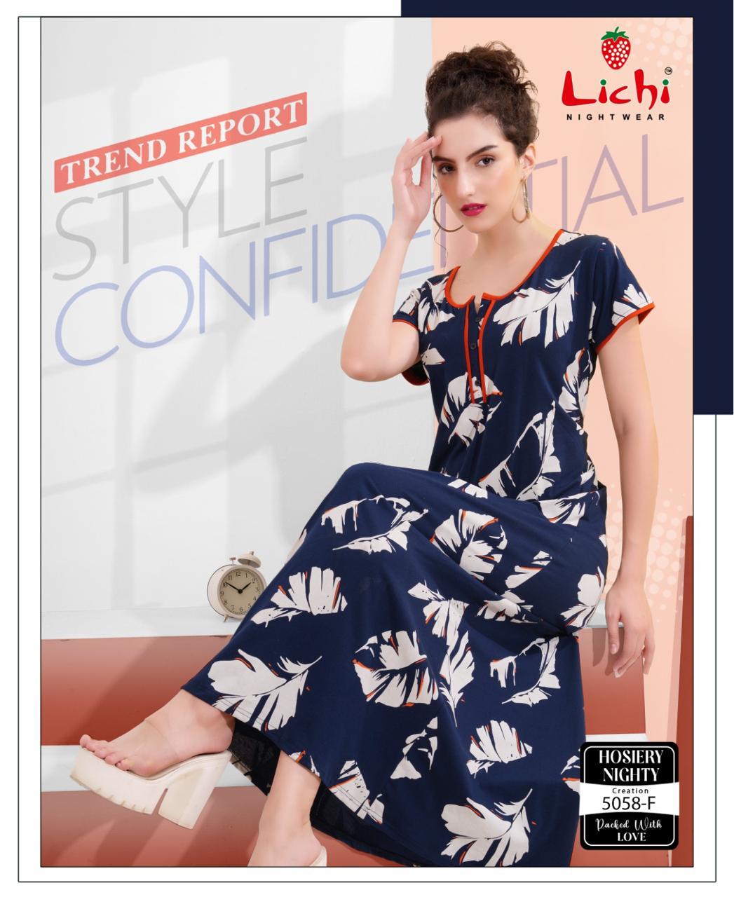 Design 5058 Lichi Hosiery Night Gowns Exporter Gujarat