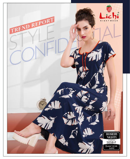 Design 5058 Lichi Hosiery Night Gowns Exporter Gujarat