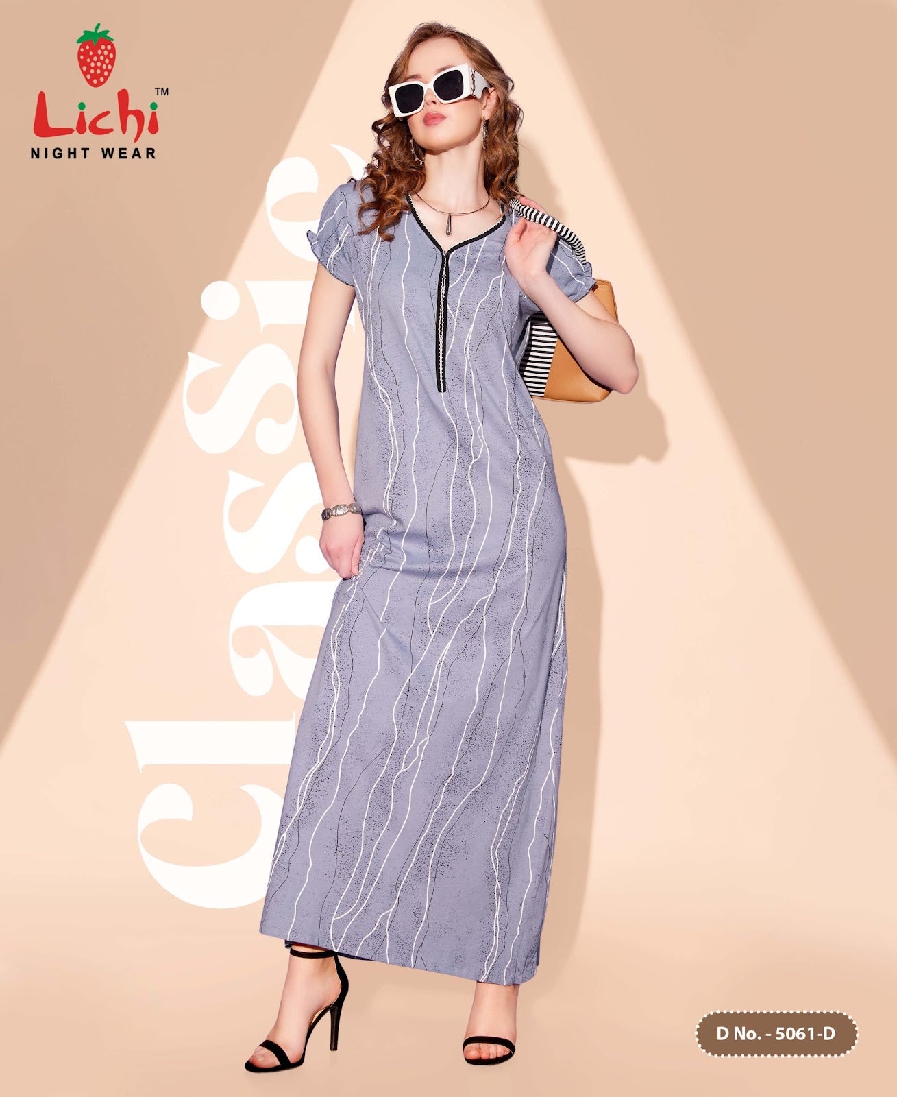 Design 5061 Lichi Sinker Night Gowns Supplier India