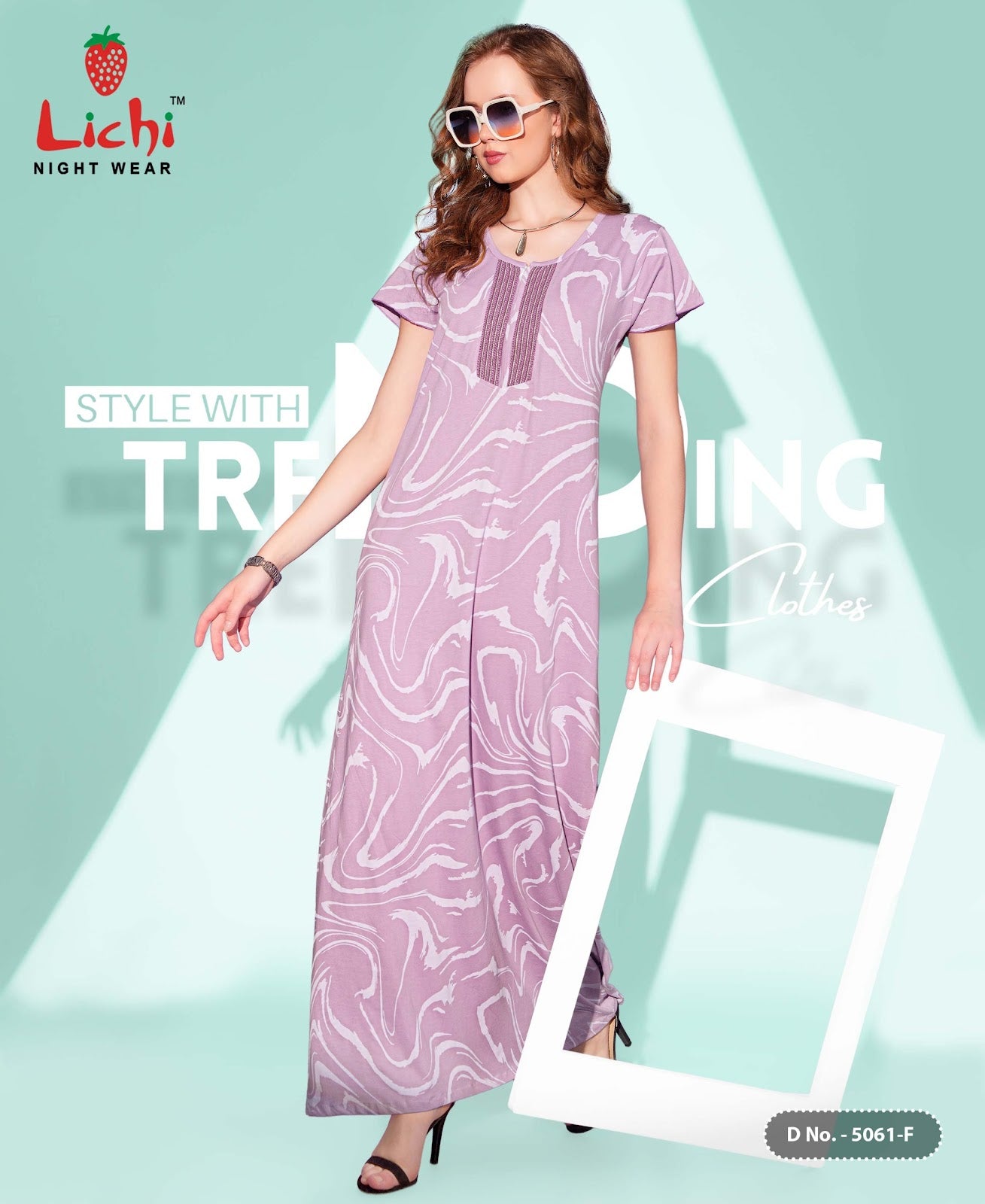 Design 5061 Lichi Sinker Night Gowns Supplier India