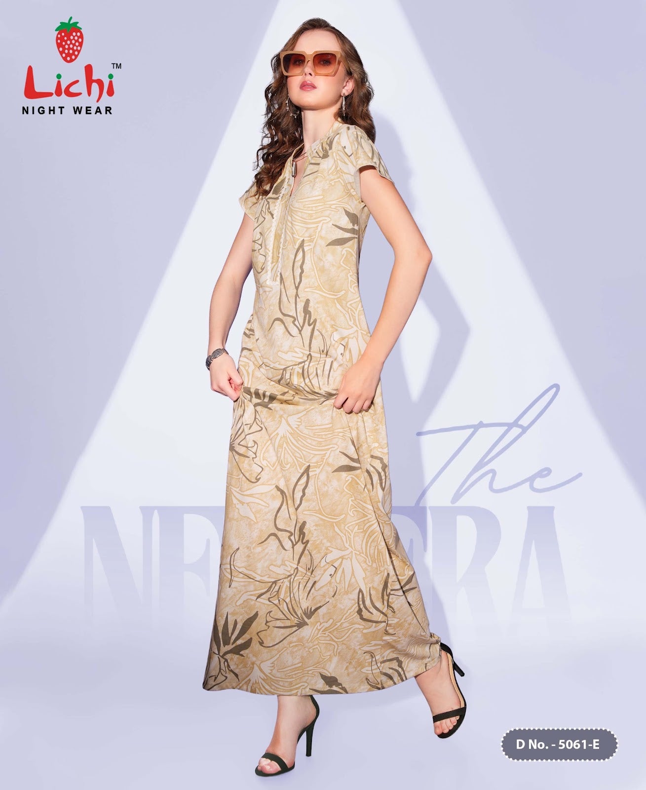 Design 5061 Lichi Sinker Night Gowns Supplier India