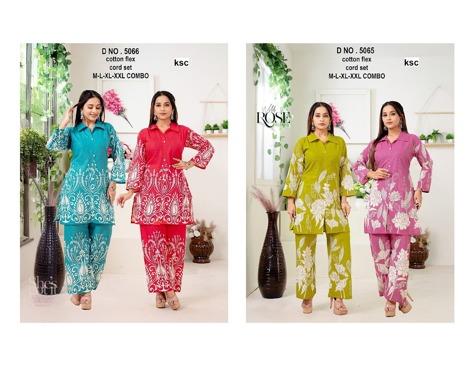 Design 5065-5066 Ksc Cotton Co Ord Set Supplier Ahmedabad