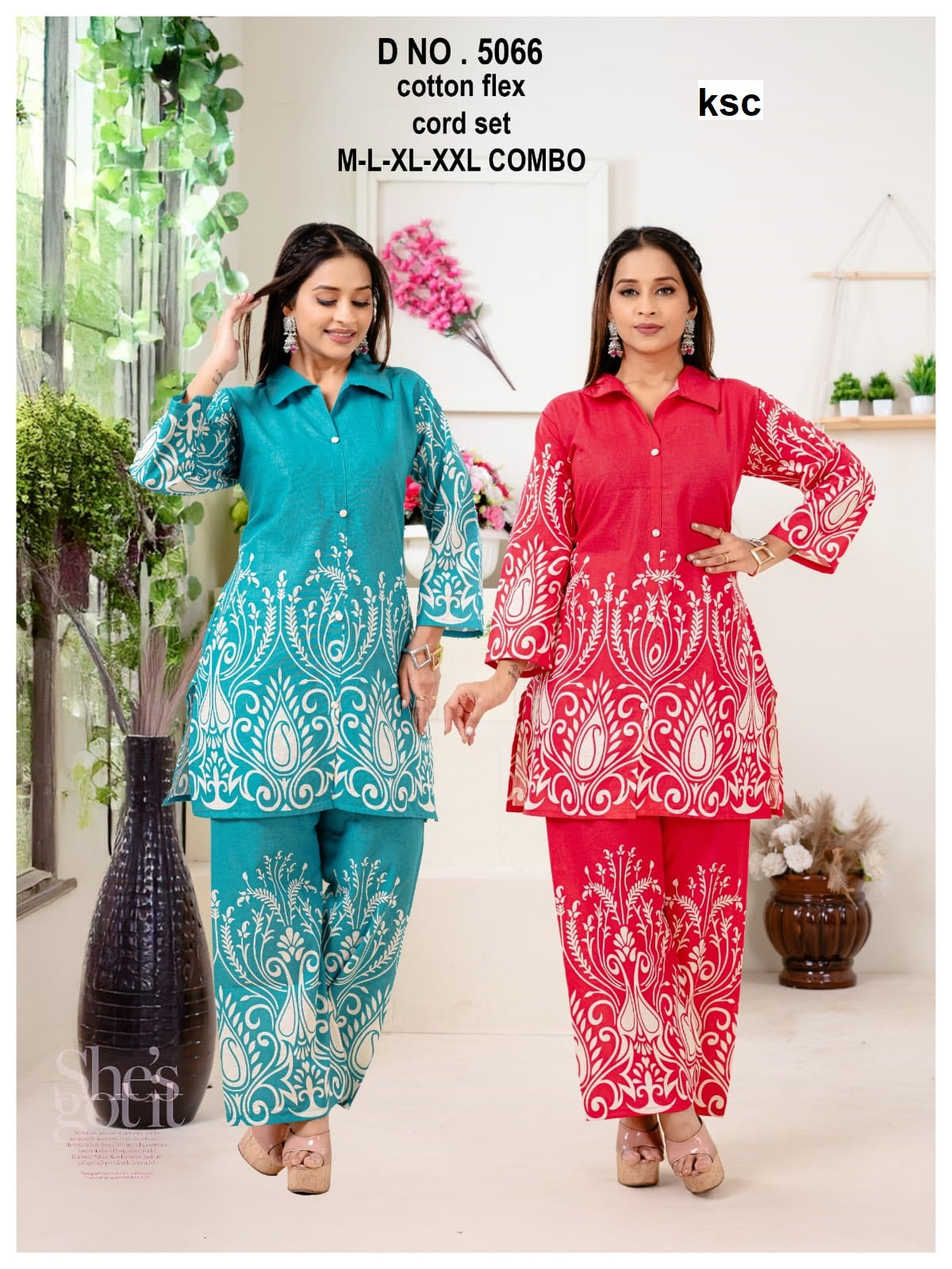Design 5065-5066 Ksc Cotton Co Ord Set Supplier Ahmedabad