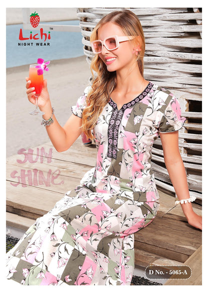 Design 5065 Lichi Hosiery Night Gowns Wholesaler