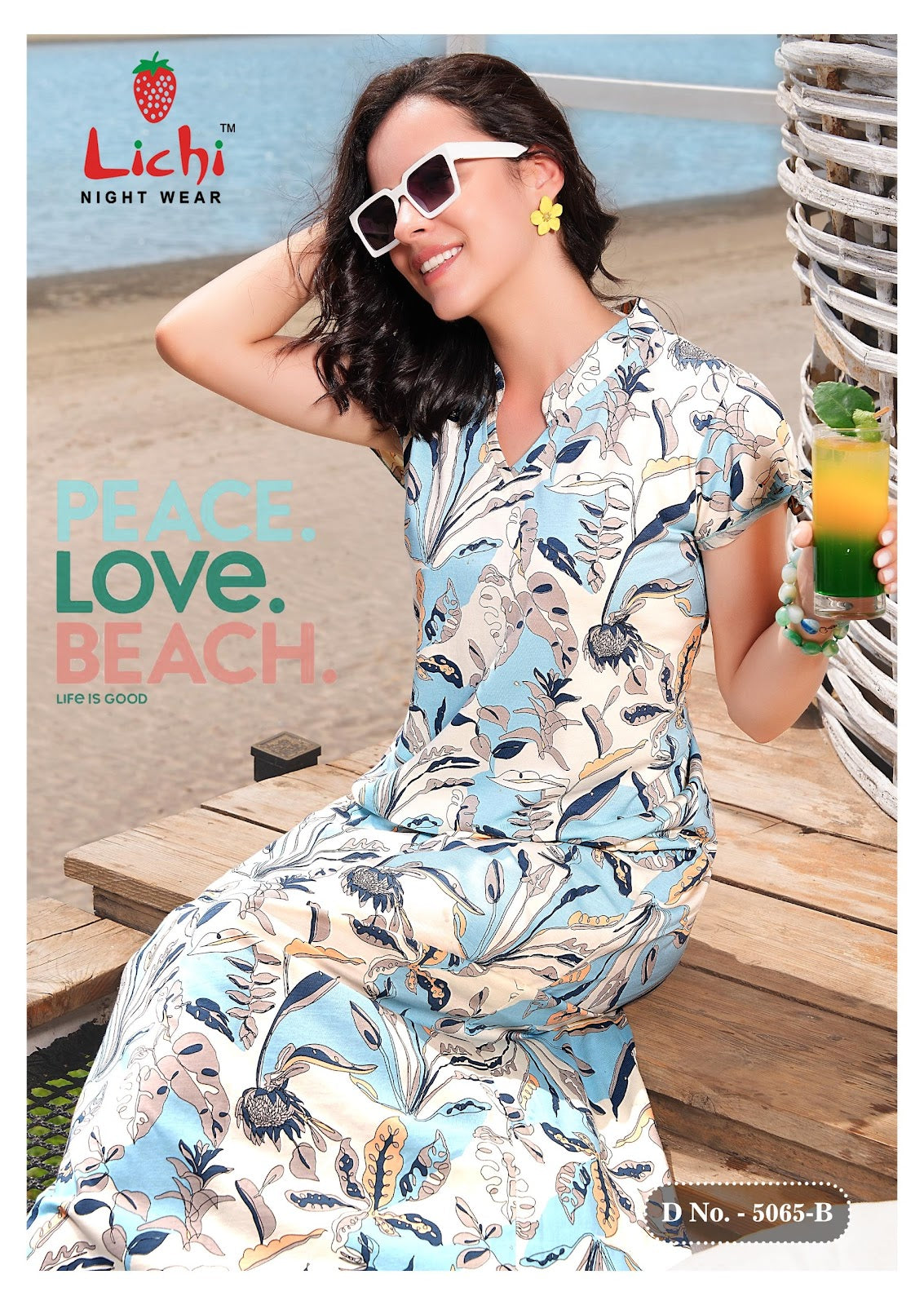 Design 5065 Lichi Hosiery Night Gowns Wholesaler