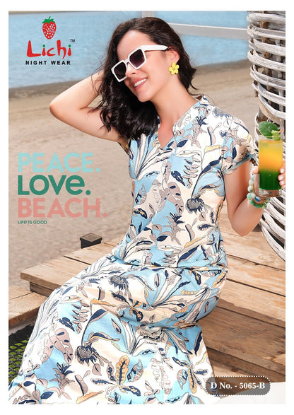 Design 5065 Lichi Hosiery Night Gowns Wholesaler