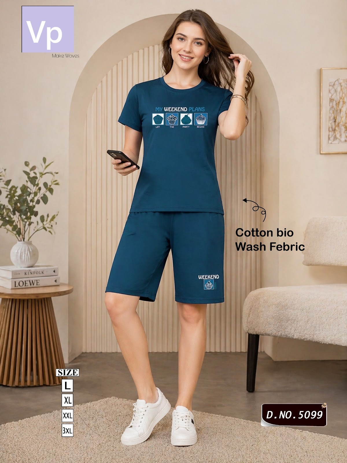 Design 5099 2404 Vp Hosiery Shorts Night Suits Wholesale Price