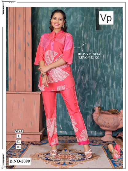 Design 5099 Vp Rayon 22Kg Co Ord Set Manufacturer Gujarat