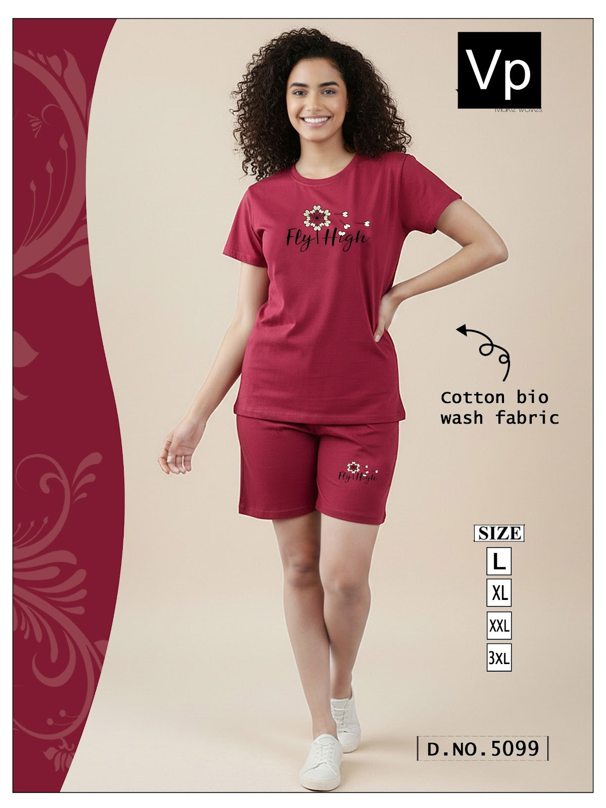 Design 5099 Vp Cotton Biowashed Shorts Night Suits Wholesaler Ahmedabad