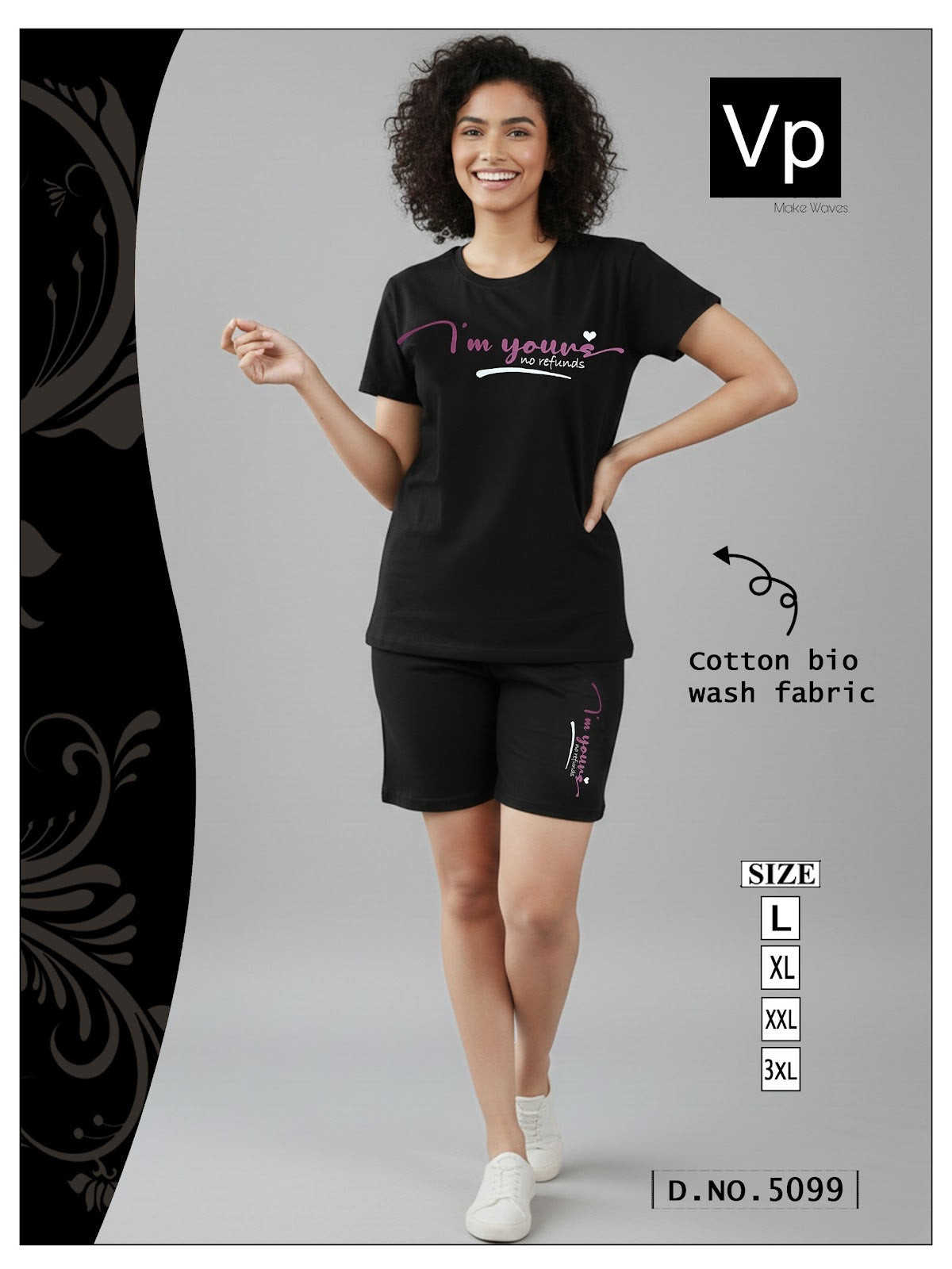 Design 5099 Vp Cotton Biowashed Shorts Night Suits Wholesaler Ahmedabad