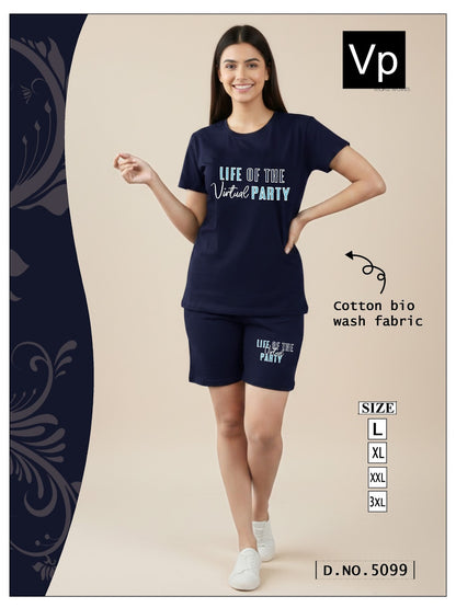 Design 5099 Vp Cotton Biowashed Shorts Night Suits Wholesaler Ahmedabad